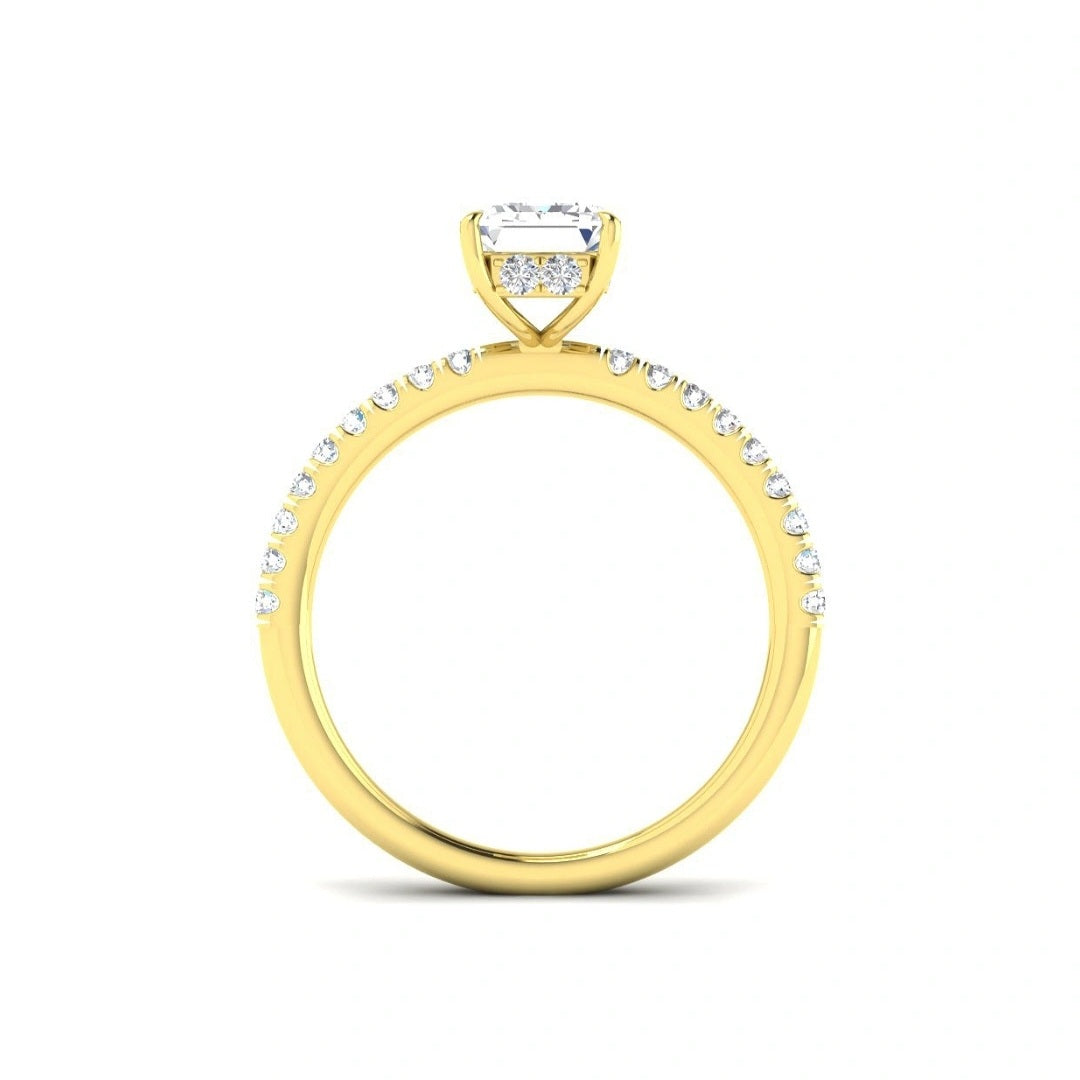 The Victoria 2.35ctw Emerald cut Lab Grown Diamond Hidden Halo Engagement Ring