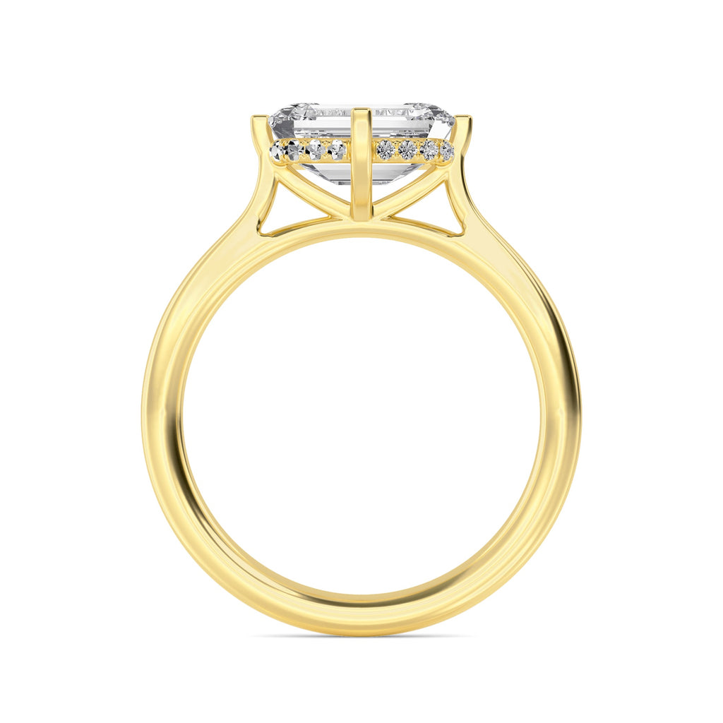 2.00ct Emerald cut Lab Grown Diamond Solitaire East-West Compass Setting Engagement Ring