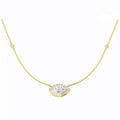 1.60ct Marquise Halo Lab Grown Diamond Station Necklace in 9k Gold