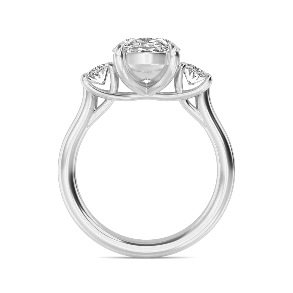 3.70ctw Oval cut Lab Grown Diamond Trilogy Engagement Ring
