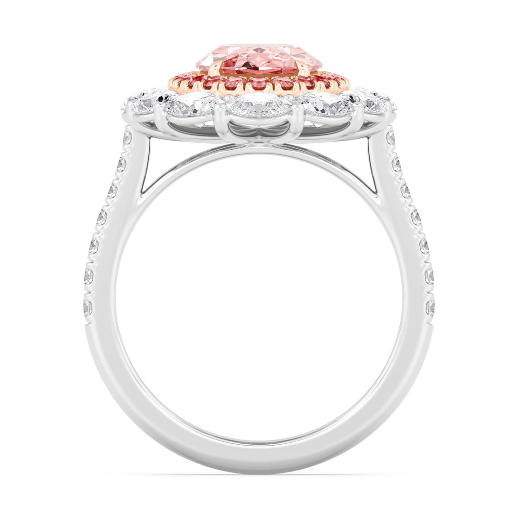 4.84ctw Oval cut Pink Lab Grown Diamond Exceptional Halo Engagement Ring