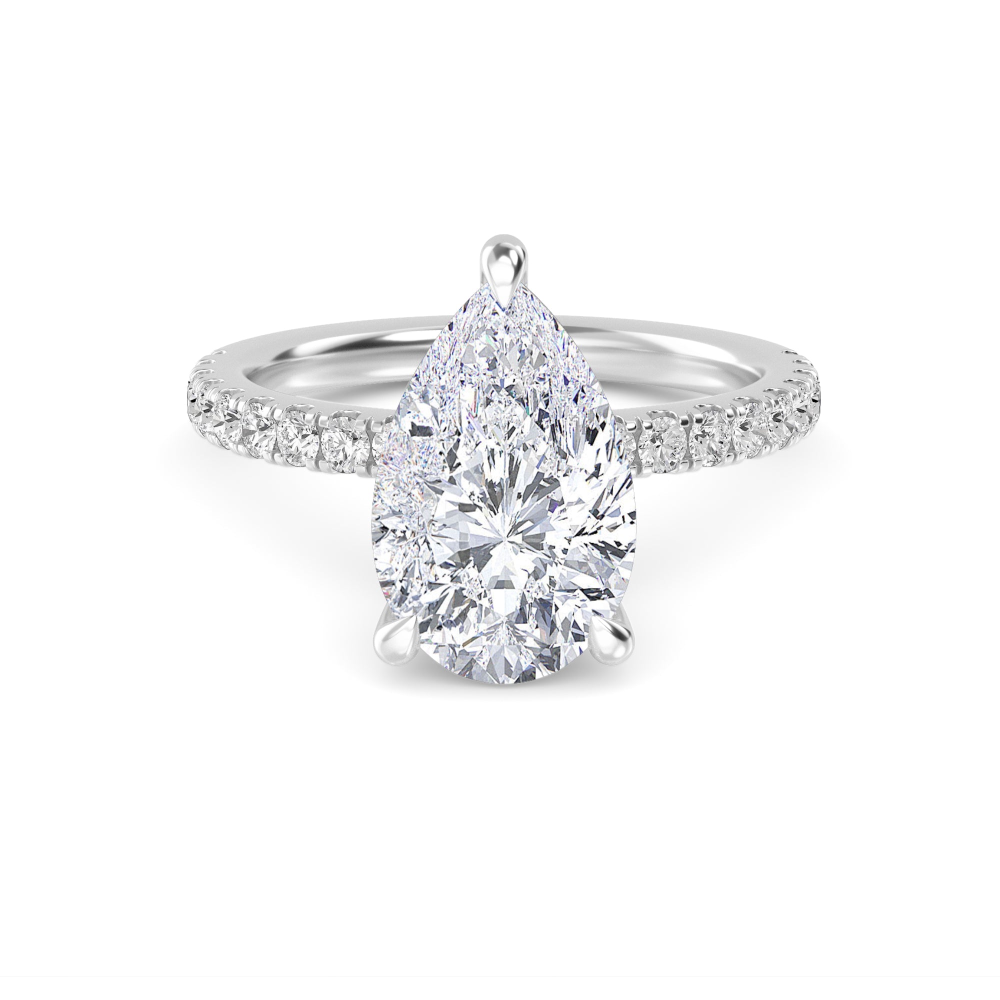 The Natasha 3.70ctw Pear cut Lab Grown Diamond Hidden Halo Engagement Ring