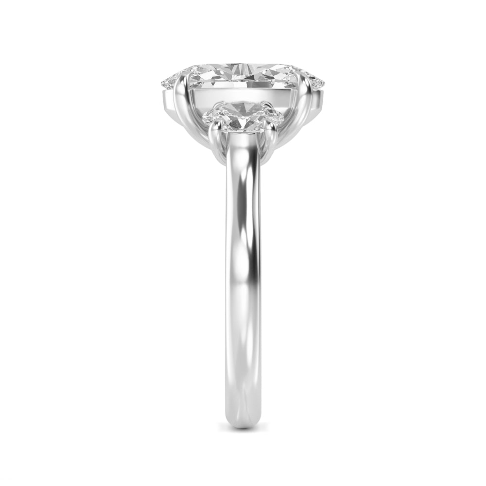 3.70ctw Oval cut Lab Grown Diamond Trilogy Engagement Ring