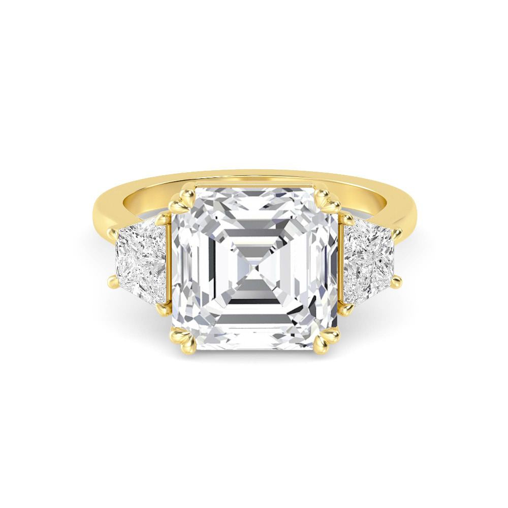 5.90ctw Asscher and Trapezoid cut Lab Grown Diamond Trilogy Engagement Ring
