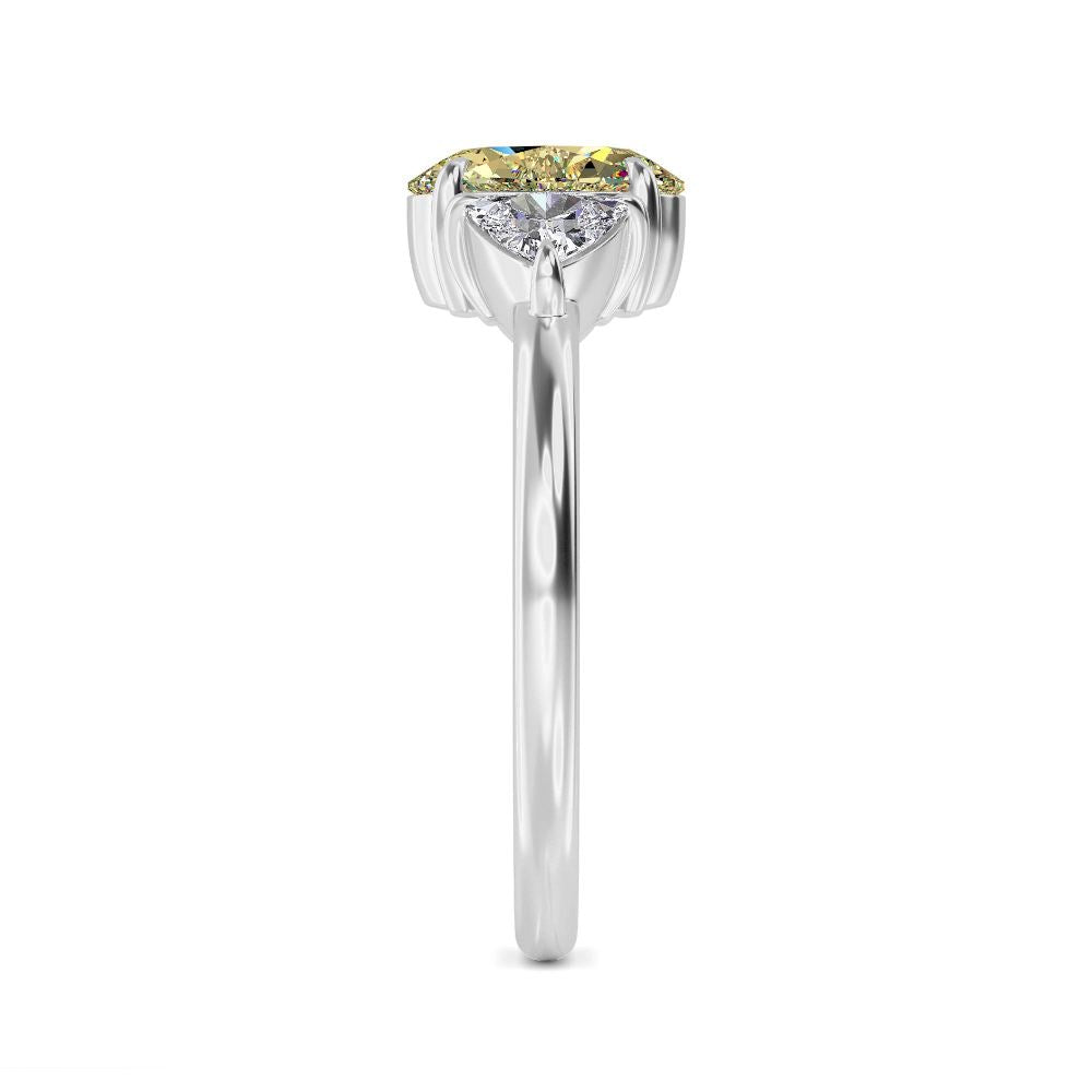 2.00ctw Oval cut Yellow Lab Grown Diamond Trilliant Trilogy Engagement Ring