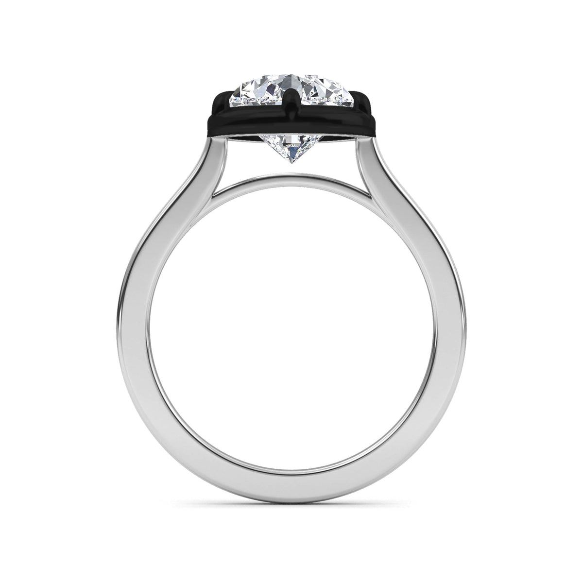 3.00ctw Pear cut Lab Grown Diamond Blackened Gold Georgian Cut Down Engagement Ring