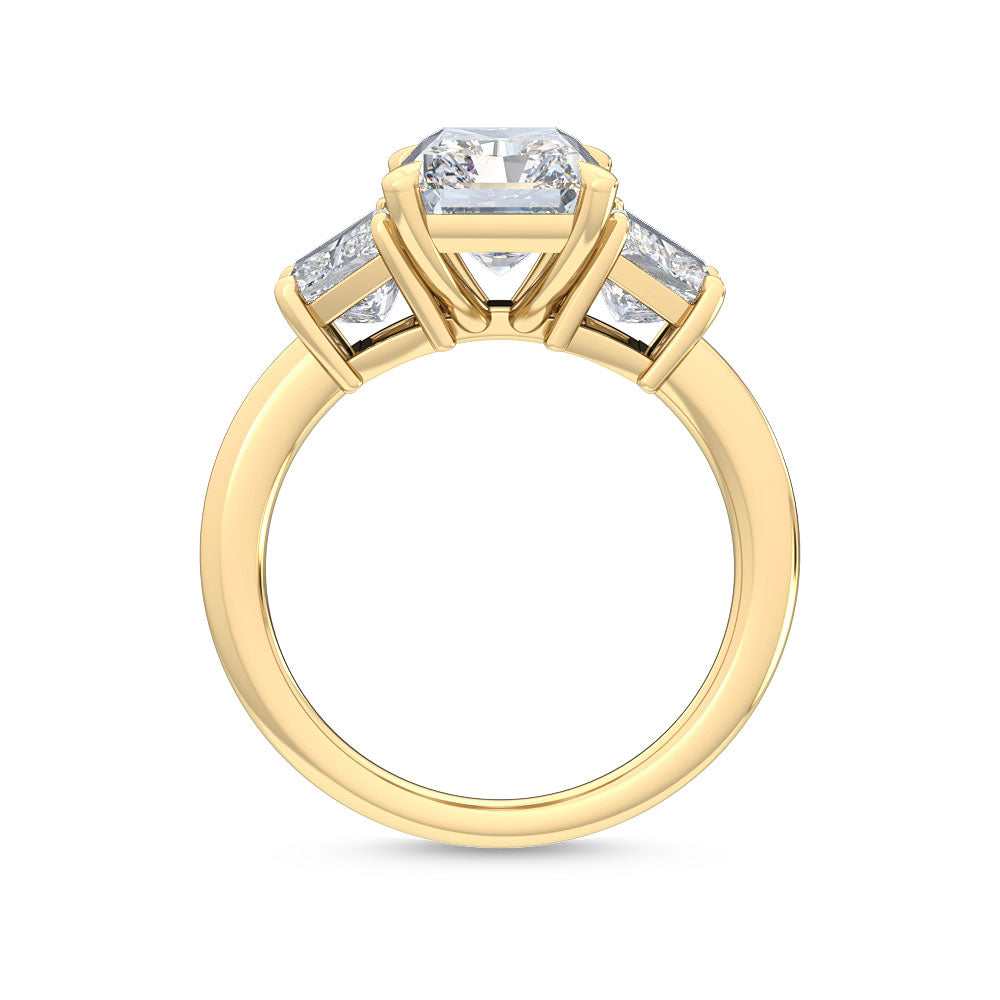 3.00ctw Radiant and Trapezoid cut Lab Grown Diamond Trilogy Engagement Ring