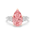 4.88ctw Pear shape Pink Lab Grown Diamond Exceptional Trilogy Engagement Ring