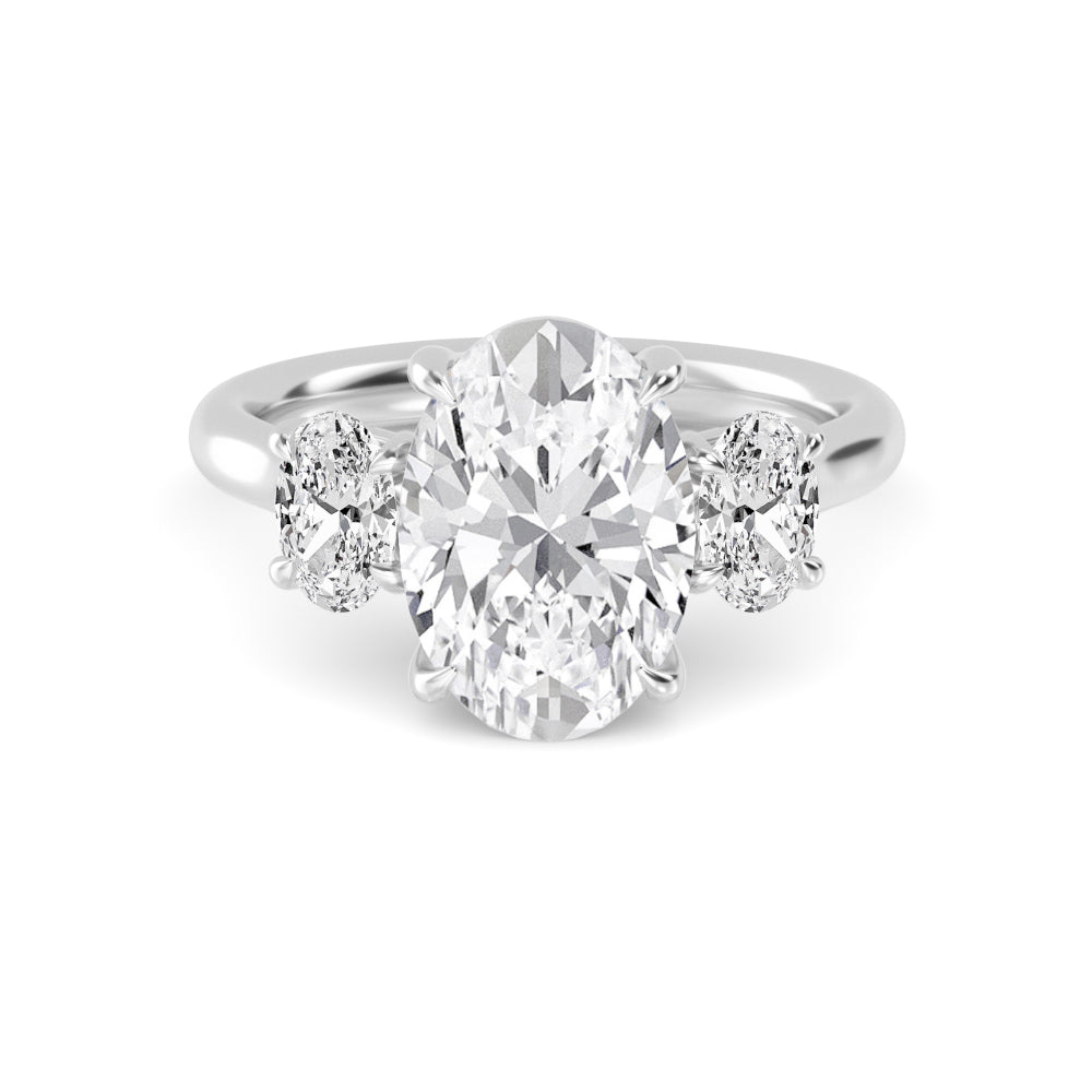 3.70ctw Oval cut Lab Grown Diamond Trilogy Engagement Ring