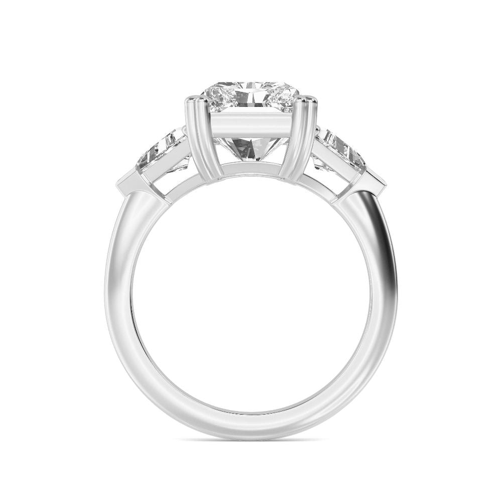 5.80ctw Radiant and Trilliant cut Lab Grown Diamond Trilogy Engagement Ring