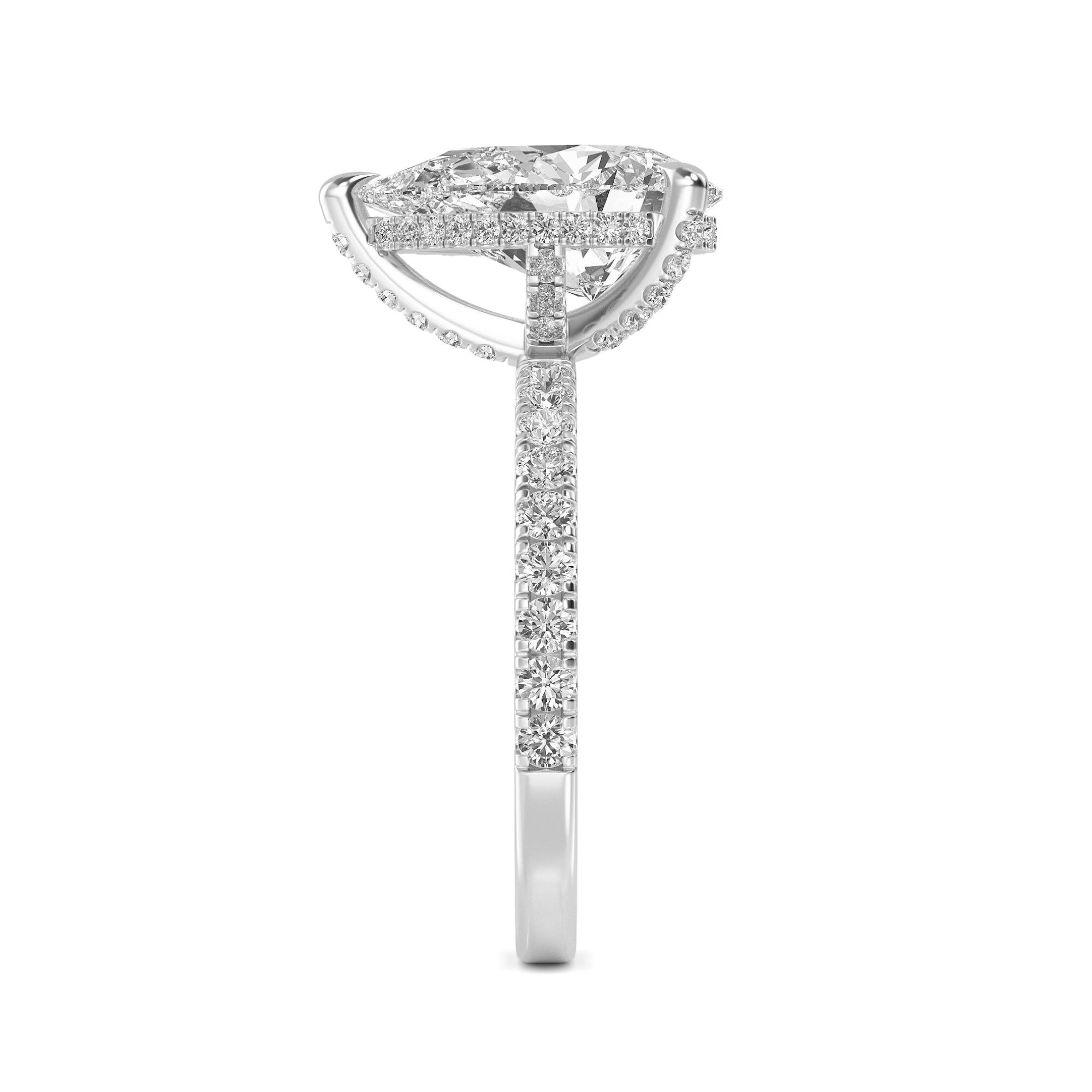 The Natasha 3.70ctw Pear cut Lab Grown Diamond Hidden Halo Engagement Ring