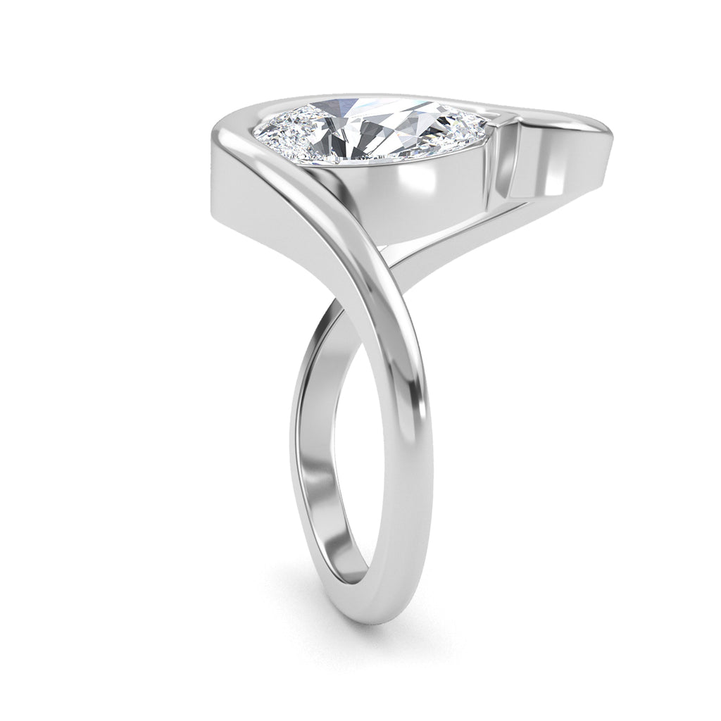 2.00ctw Pear cut Lab Grown Diamond Wave Engagement Ring