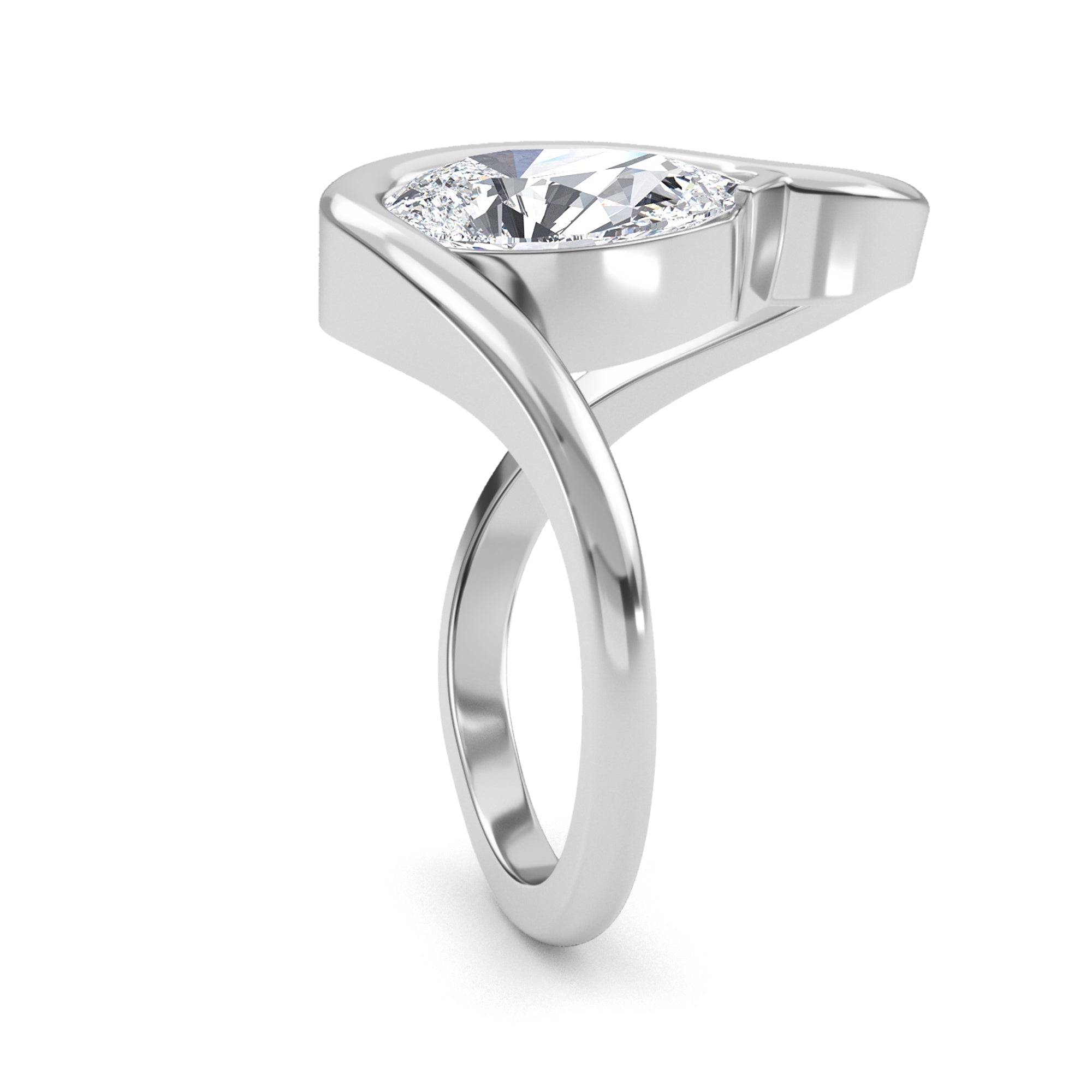 2.00ctw Pear cut Lab Grown Diamond Wave Engagement Ring