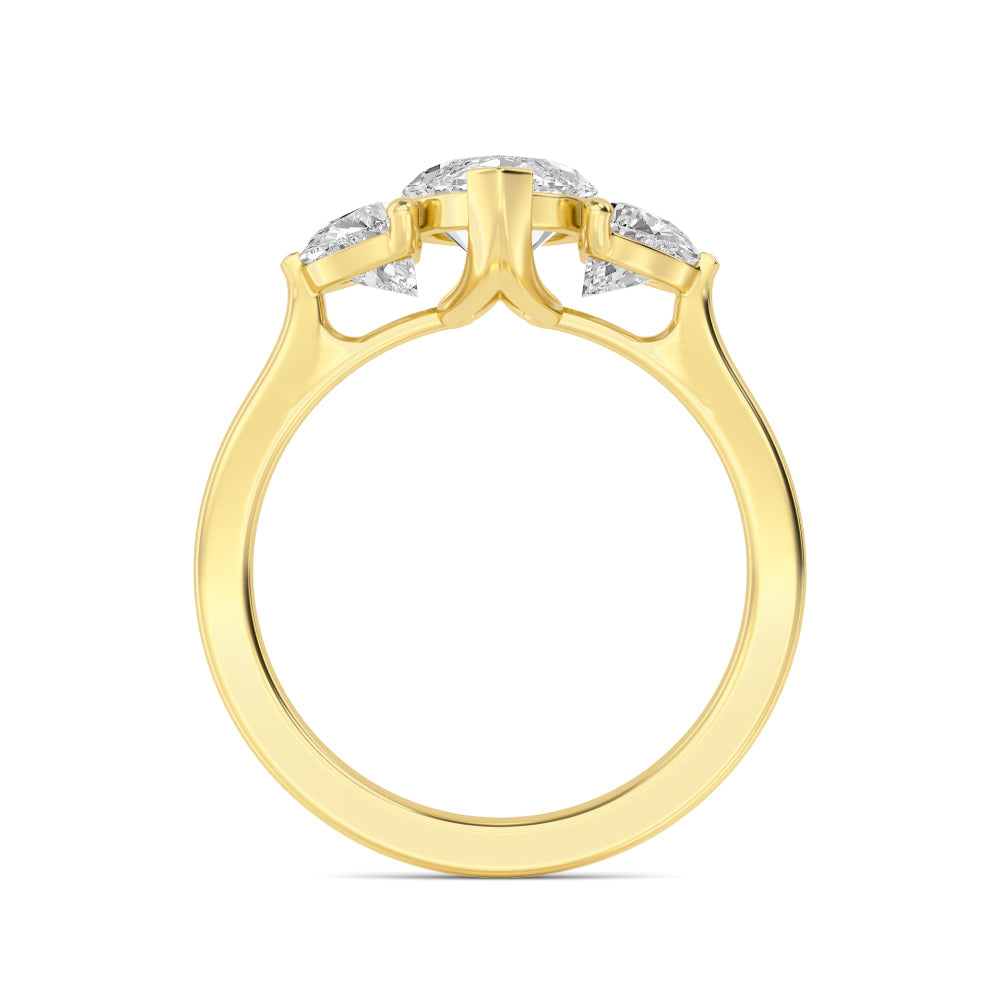 3.00ctw Marquise and Half Moon cut Lab Grown Diamond Trilogy Engagement Ring