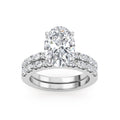 3.77ctw Oval cut Oval Band Hidden Halo Lab Grown Diamond Exceptional Engagement and Oval Wedding Ring Set