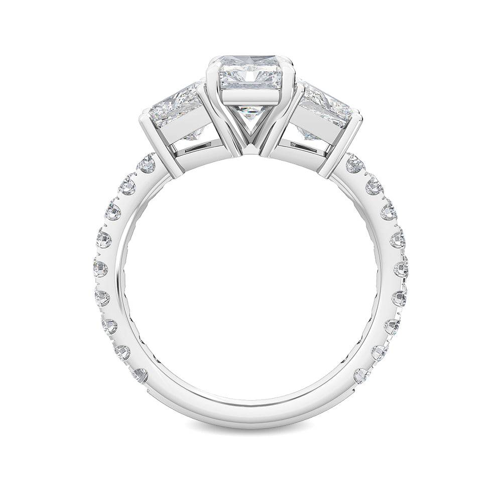 2.85ctw Radiant and Trapezoid cut Lab Grown Diamond Trilogy Engagement Ring