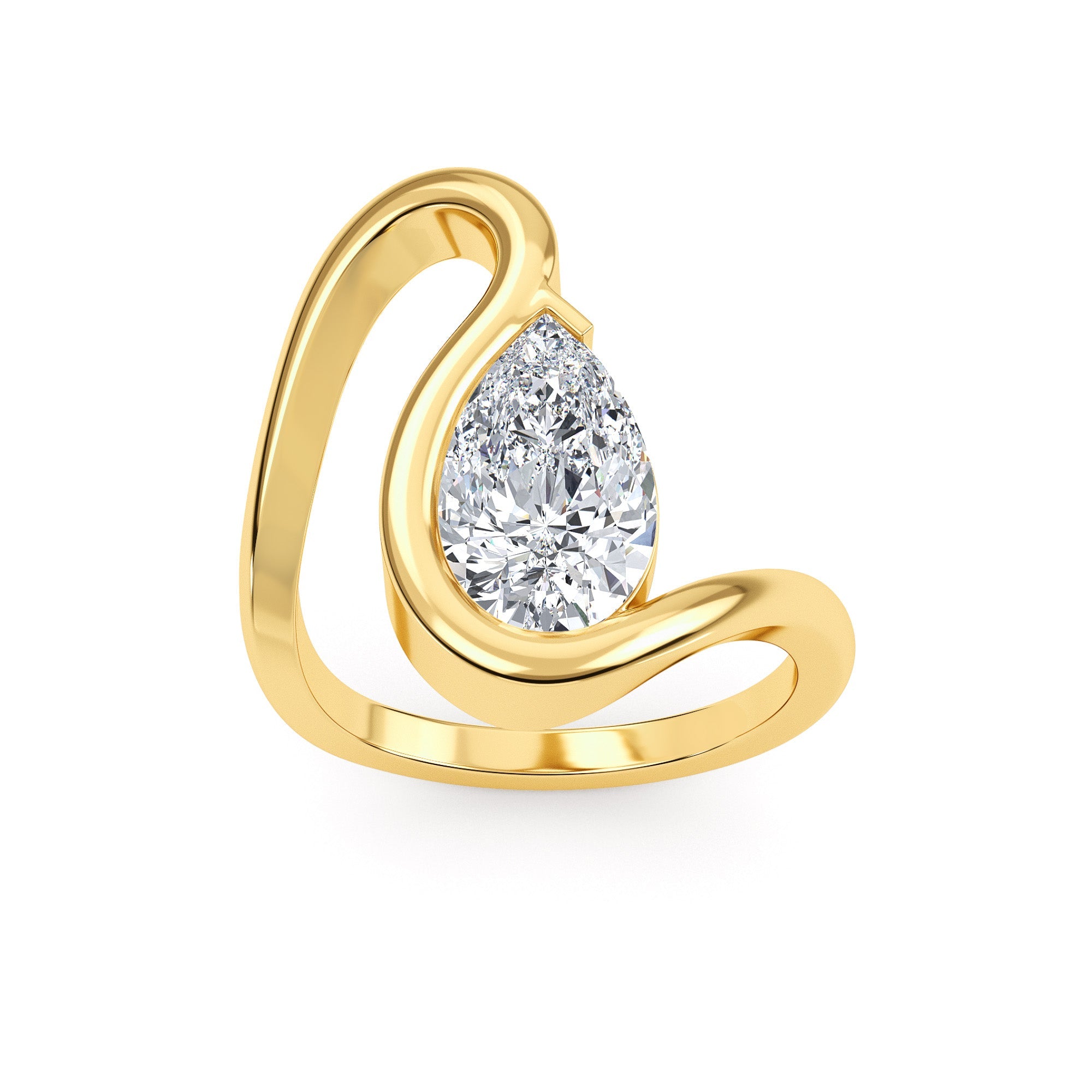 2.00ctw Pear cut Lab Grown Diamond Wave Engagement Ring