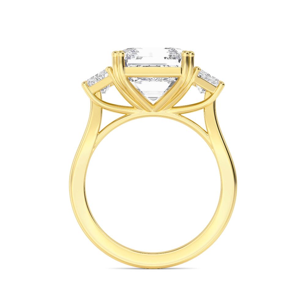 5.90ctw Asscher and Trapezoid cut Lab Grown Diamond Trilogy Engagement Ring