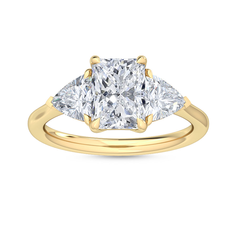 2.00ctw Radiant and Trilliant cut Lab Grown Diamond Trilogy Engagement Ring