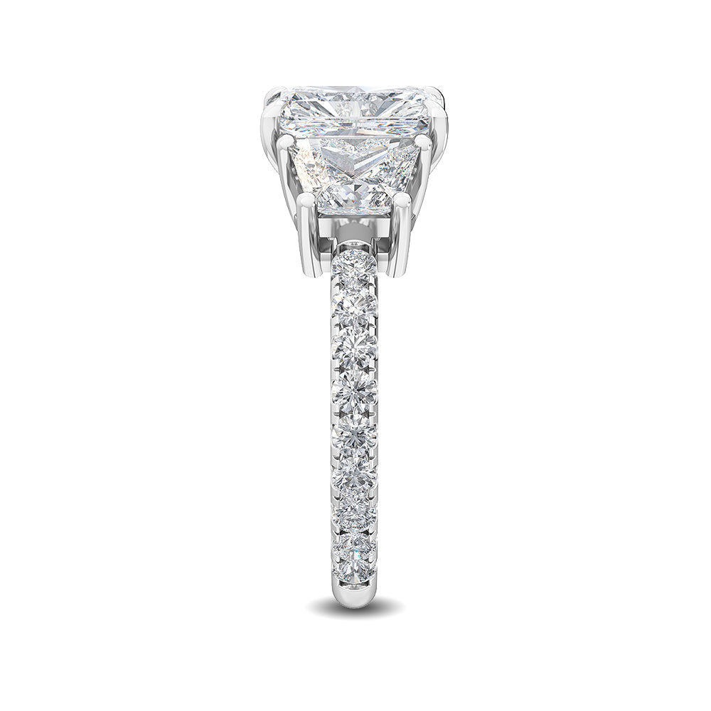 2.85ctw Radiant and Trapezoid cut Lab Grown Diamond Trilogy Engagement Ring