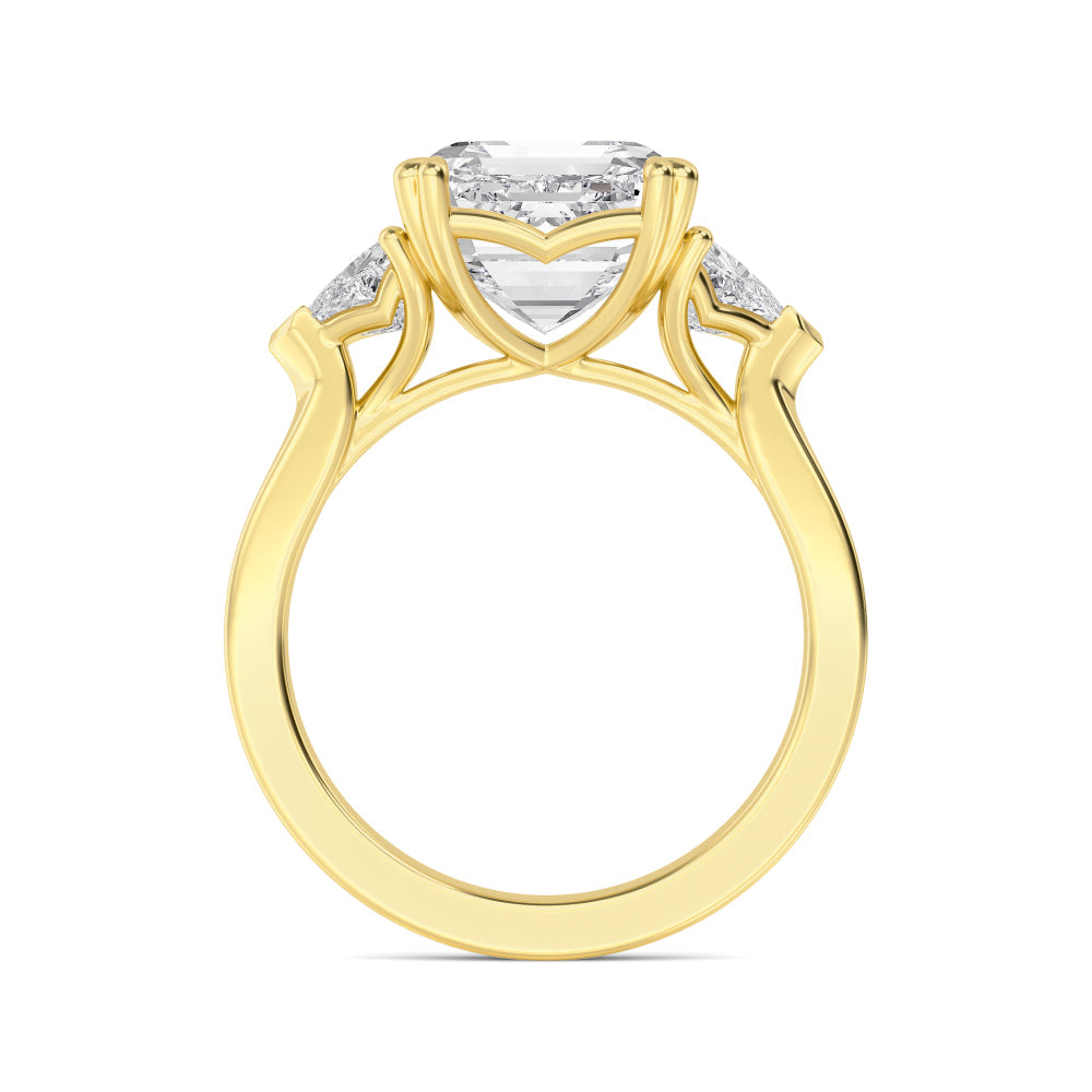 4.00ctw Asscher cut and Trilliant Lab Grown Diamond Trilogy Engagement Ring