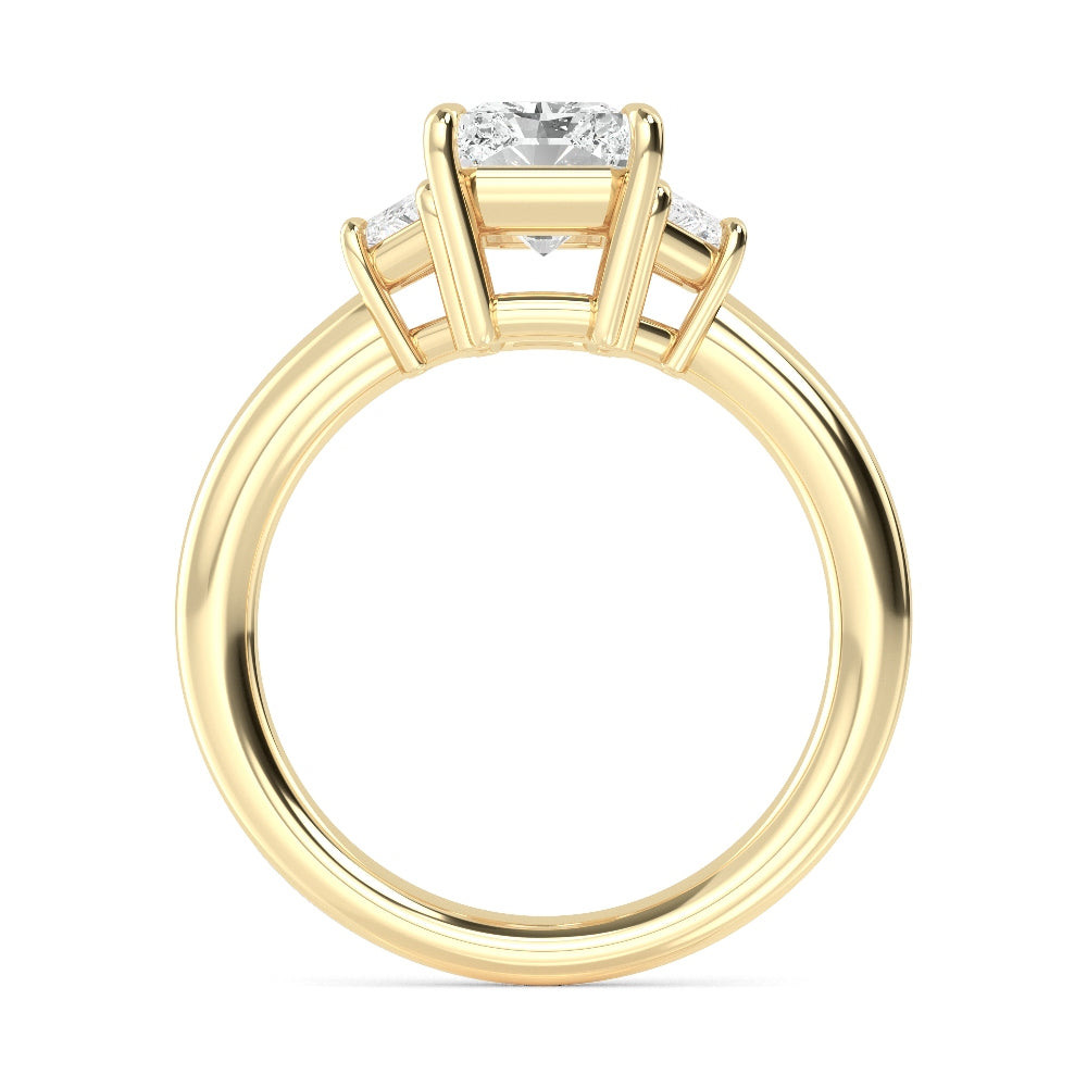 2.50ctw Radiant and Trapezoid cut Lab Grown Diamond Trilogy Engagement Ring