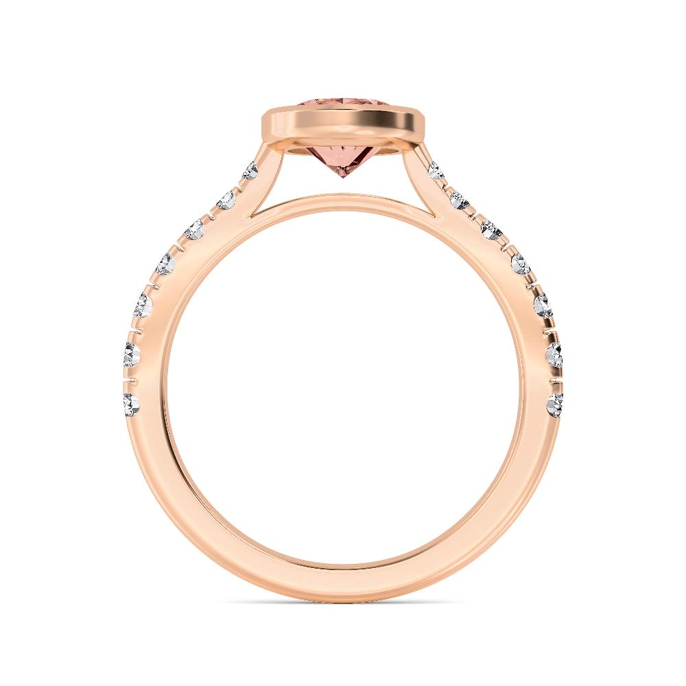 2.18ct Oval cut Pink Lab Grown Diamond Solitaire Bezel Diamond Band Engagement Ring