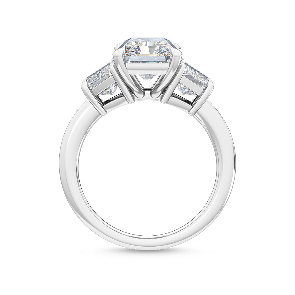 3.00ctw Radiant and Trapezoid cut Lab Grown Diamond Trilogy Engagement Ring