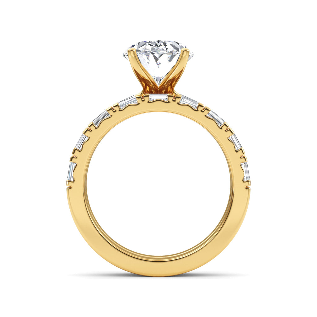 4.97ctw Oval cut Lab Grown Diamond Exceptional Engagement and Emerald cut Wedding Ring Set