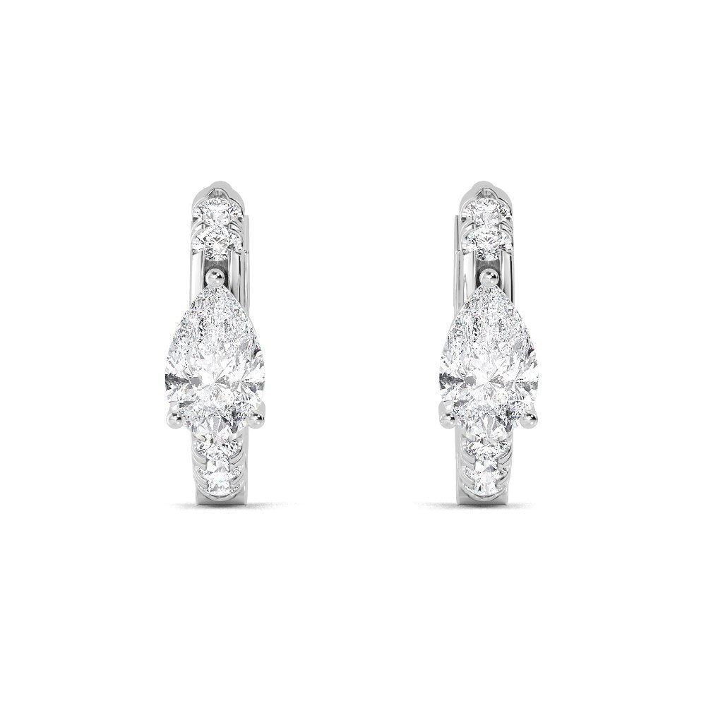 0.59ct Pear Accent Lab Grown Diamond Hoop Earrings