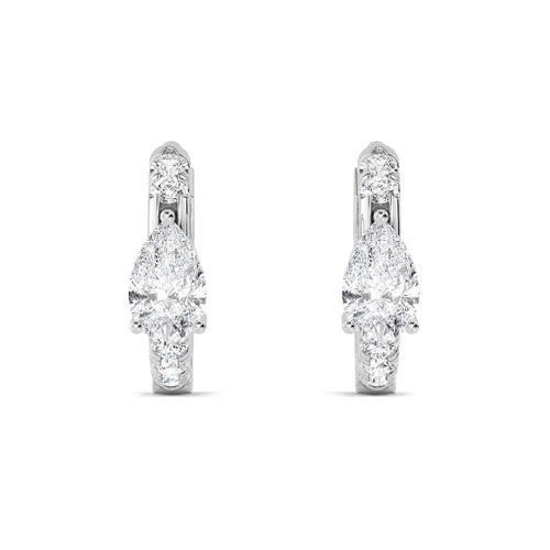 0.59ct Pear Accent Lab Grown Diamond Hoop Earrings