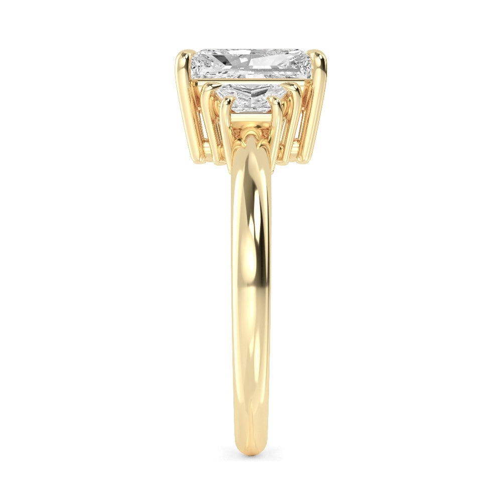 2.50ctw Radiant and Trapezoid cut Lab Grown Diamond Trilogy Engagement Ring