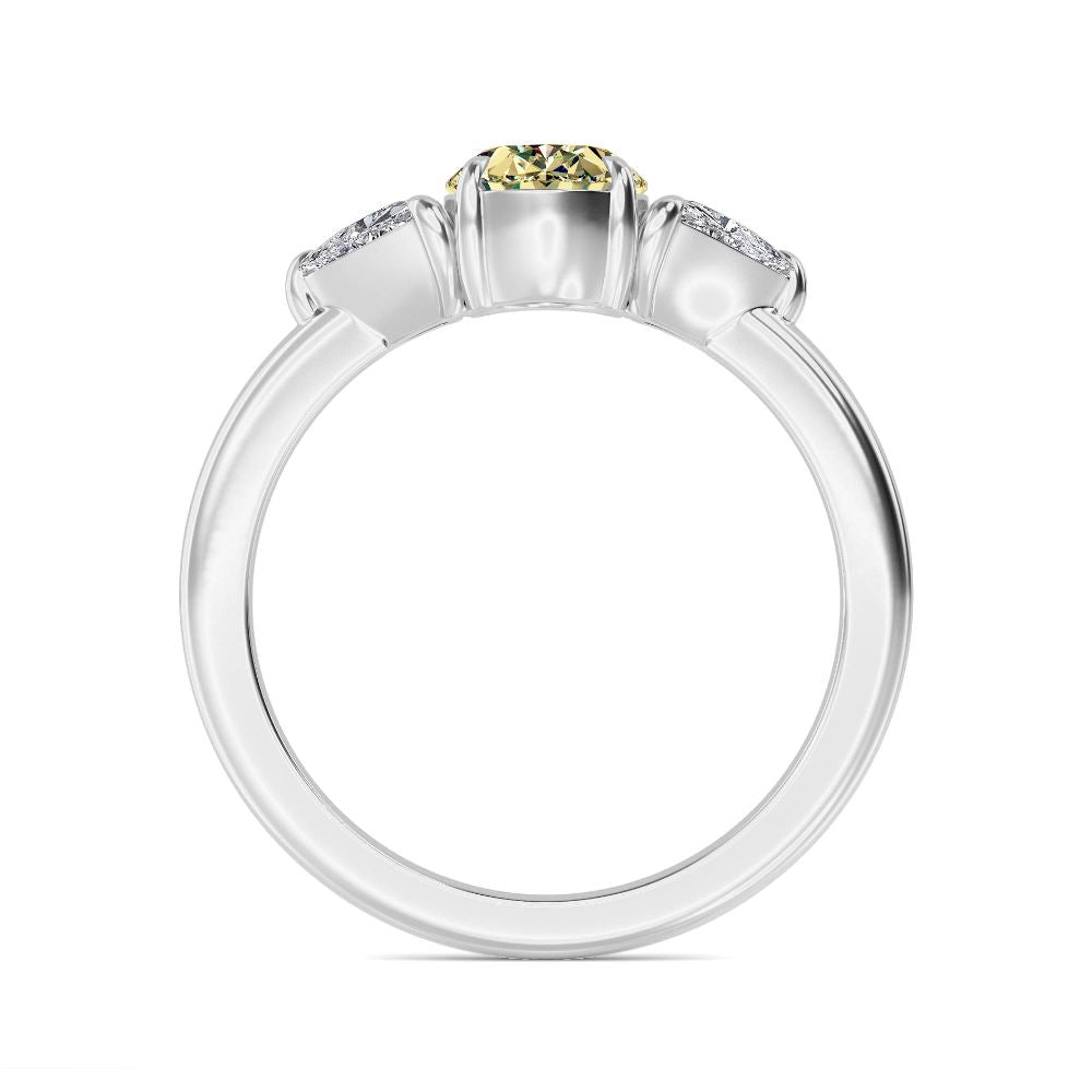 2.00ctw Oval cut Yellow Lab Grown Diamond Trilliant Trilogy Engagement Ring
