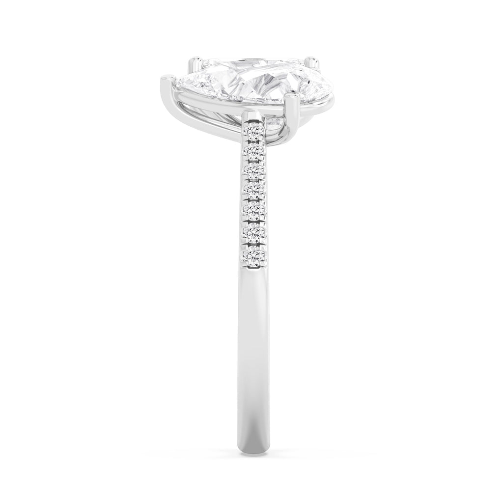 3.20ctw Emerald cut and Pear Lab Grown Diamond Toi et Moi Engagement Ring