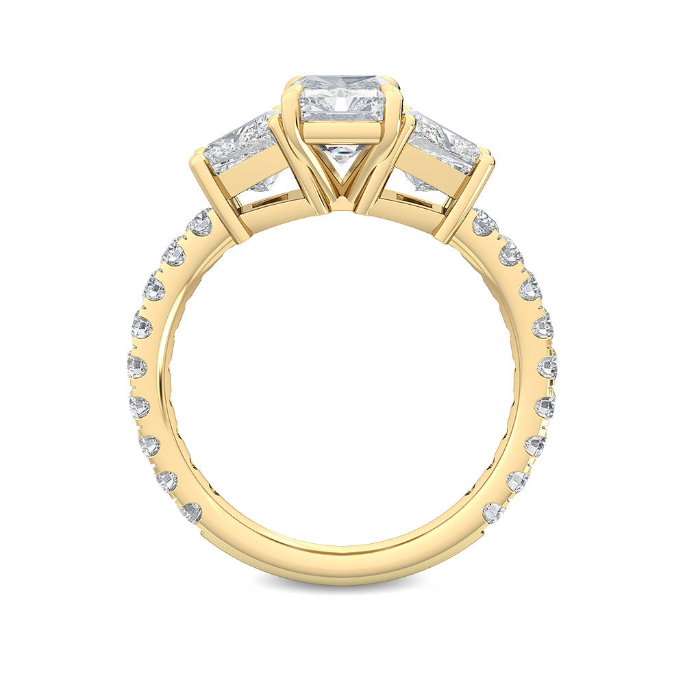 2.85ctw Radiant and Trapezoid cut Lab Grown Diamond Trilogy Engagement Ring