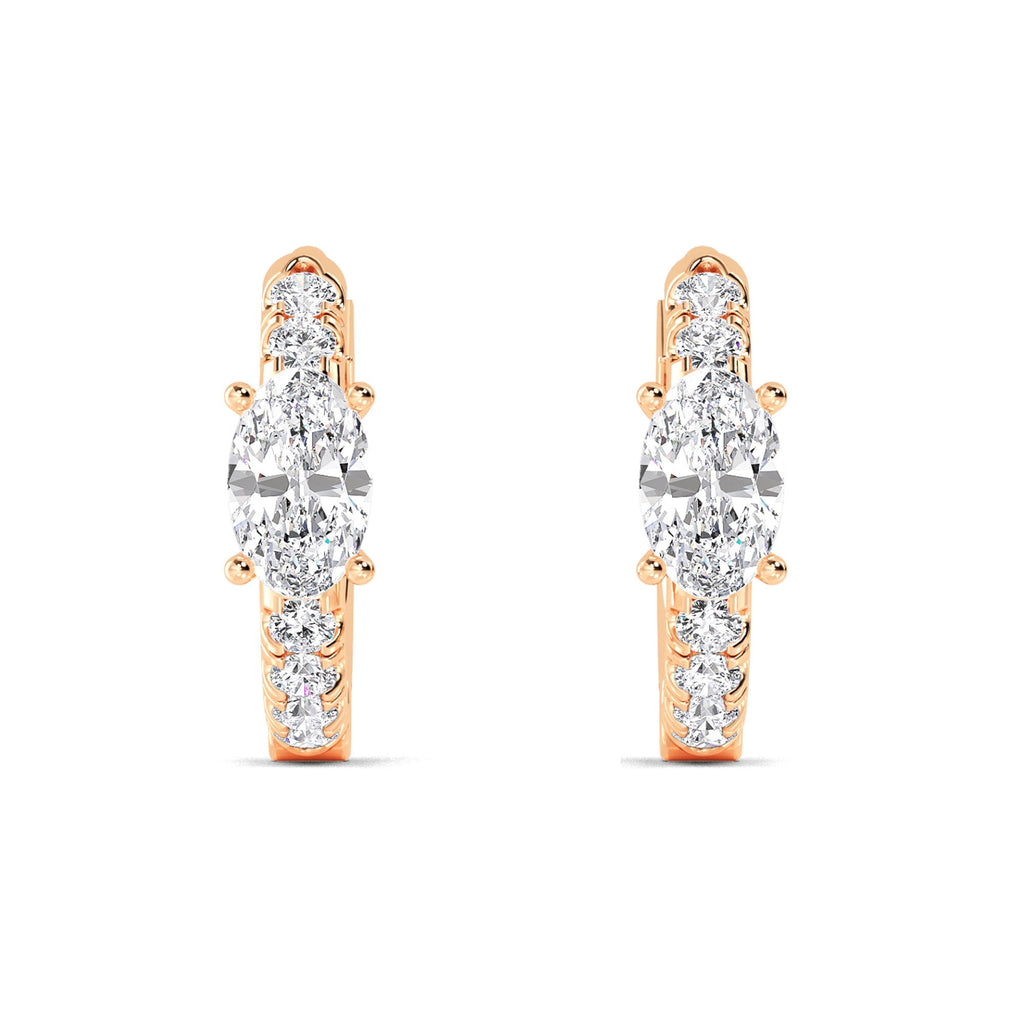 0.54ct Oval Accent Lab Grown Diamond Hoop Earrings