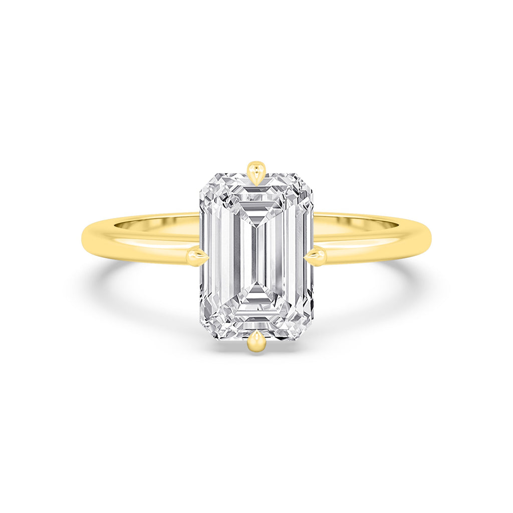 3.00ct Emerald cut Lab Grown Diamond Solitaire Compass Engagement Ring
