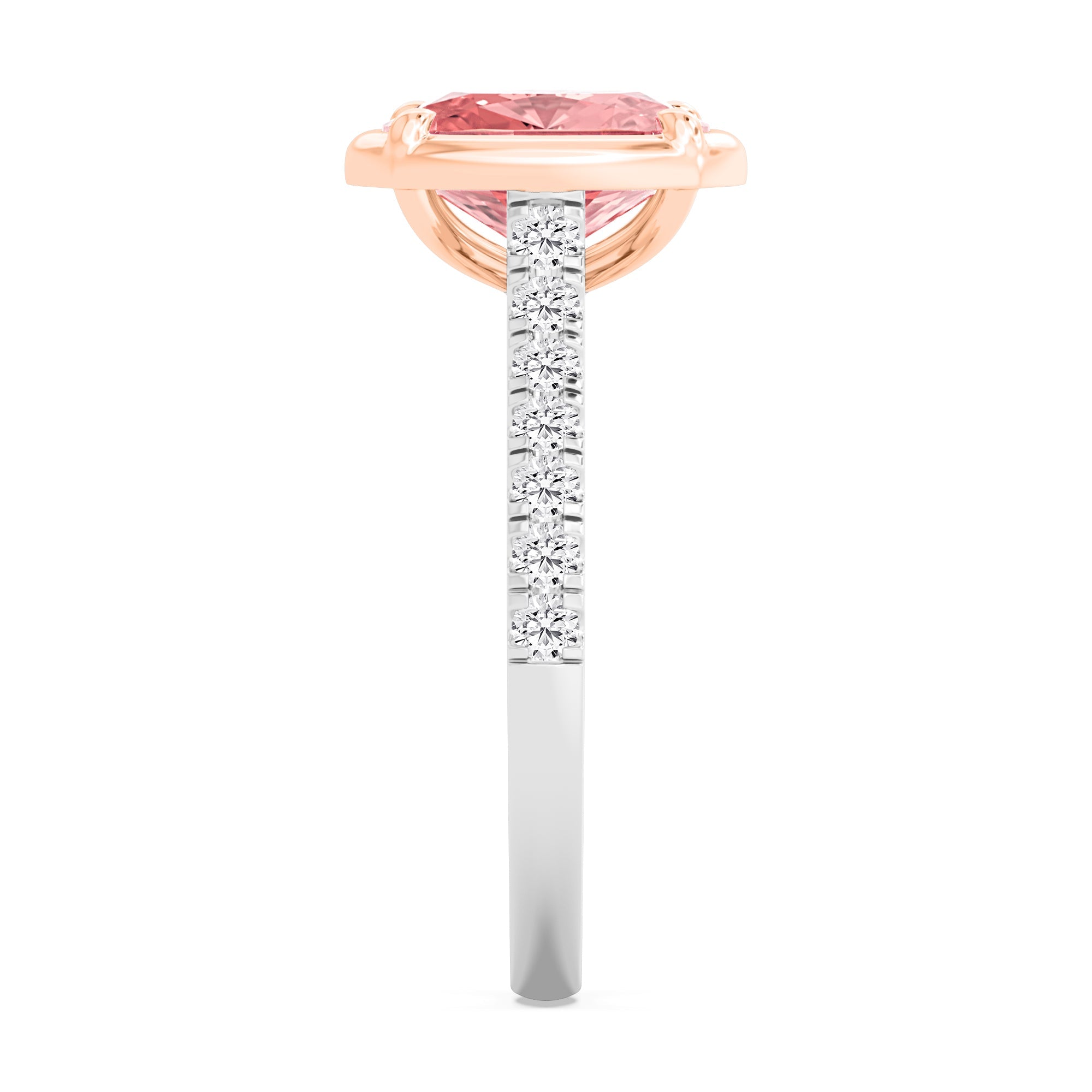 3.00ctw Cushion cut Pink Lab Grown Diamond Georgian Bezel Engagement Ring