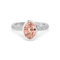 2.18ct Oval cut Pink Lab Grown Diamond Solitaire Bezel Diamond Band Engagement Ring