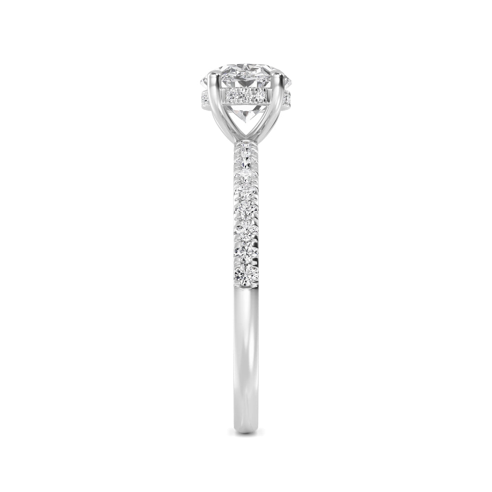 The Amanda 2.28ctw Oval cut Lab Grown Diamond East-West Hidden Halo Engagement Ring