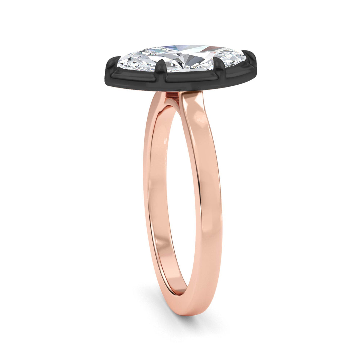 1.30ctw Marquise cut Lab Grown Diamond Blackened Gold Georgian Cut Down Engagement Ring