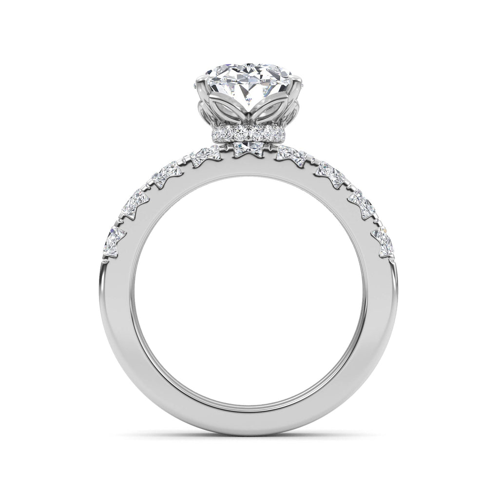 3.77ctw Oval cut Oval Band Hidden Halo Lab Grown Diamond Exceptional Engagement and Oval Wedding Ring Set