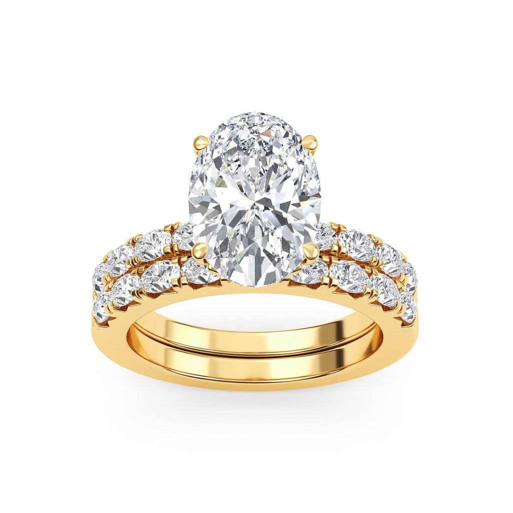 3.77ctw Oval cut Oval Band Hidden Halo Lab Grown Diamond Exceptional Engagement and Oval Wedding Ring Set