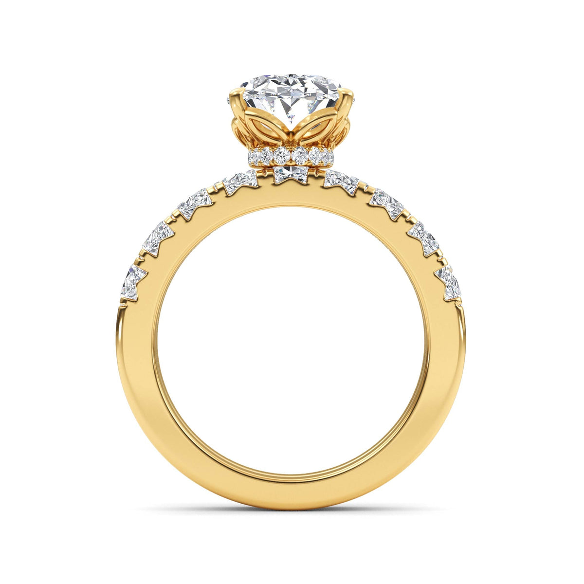3.77ctw Oval cut Oval Band Hidden Halo Lab Grown Diamond Exceptional Engagement and Oval Wedding Ring Set