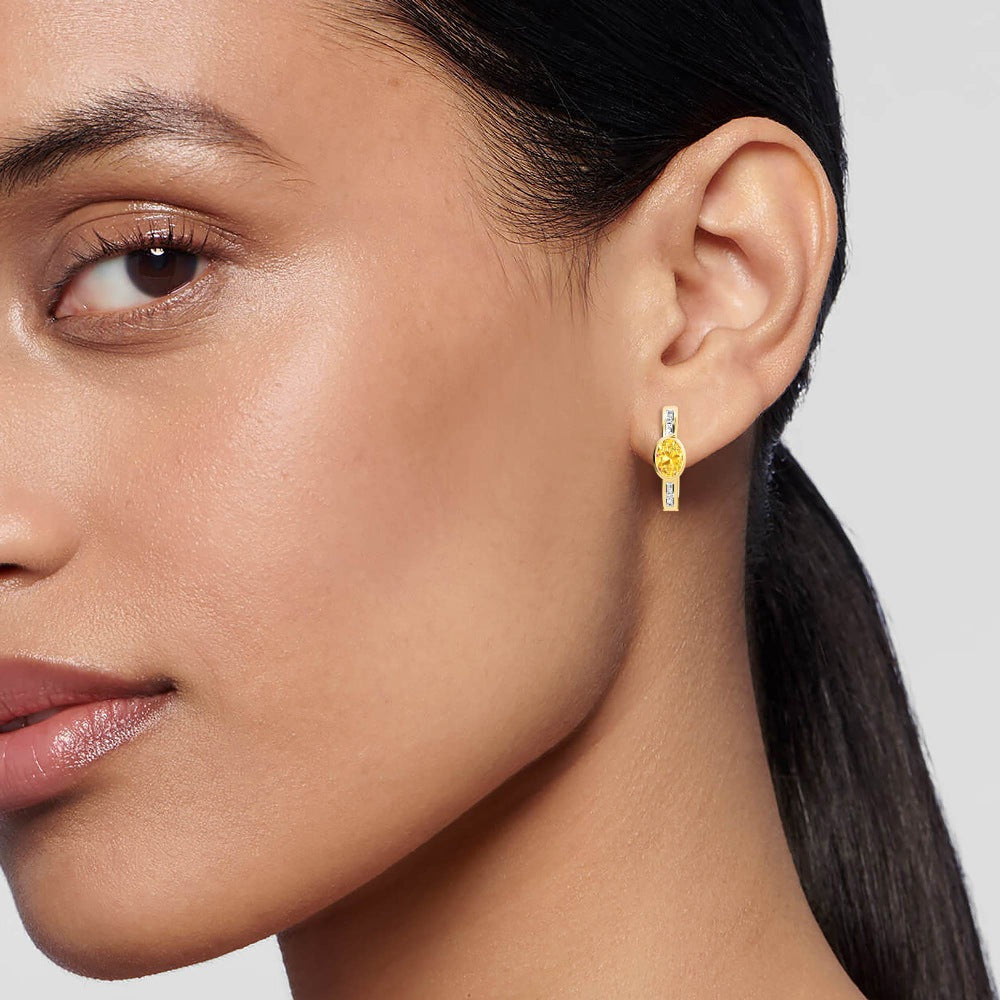 1.87ct Yellow Lab Grown Diamond Accented Baguette Hoop Earrings