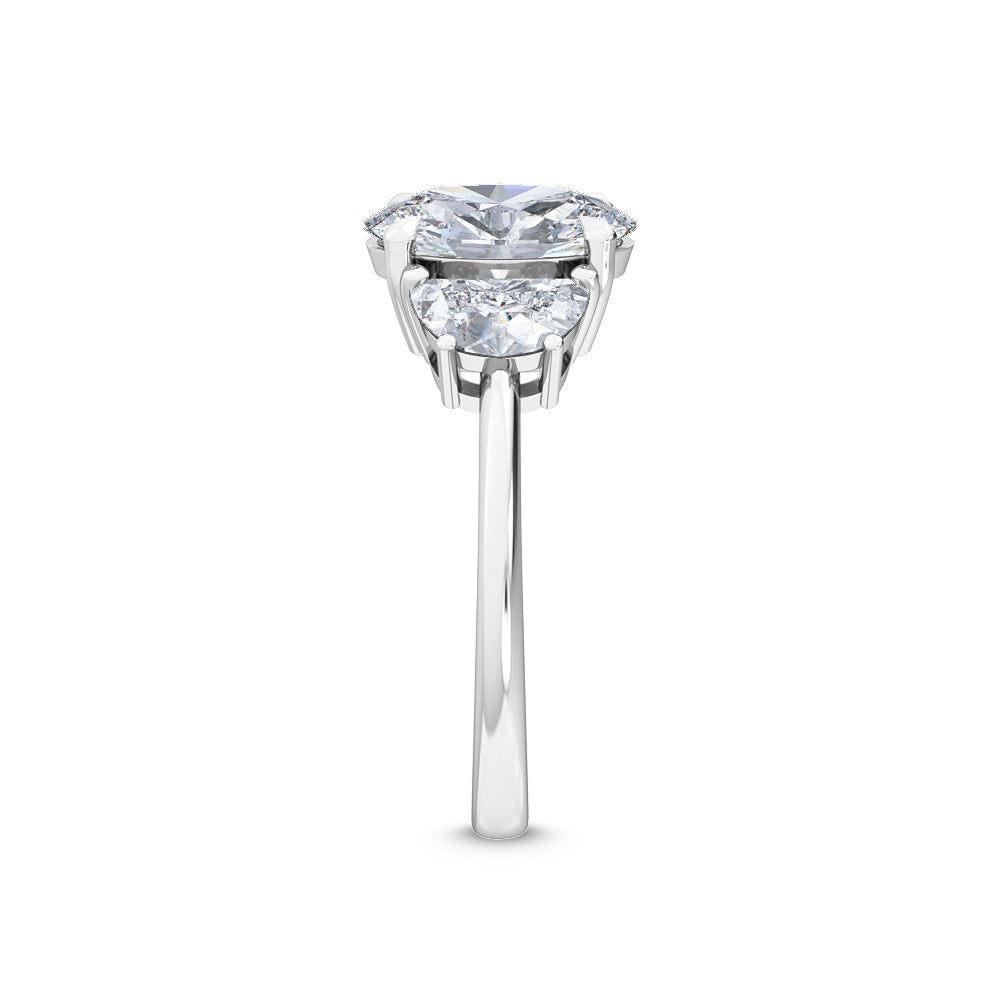 3.00ctw Oval and Half Moon cut Lab Grown Diamond Trilogy Engagement Ring