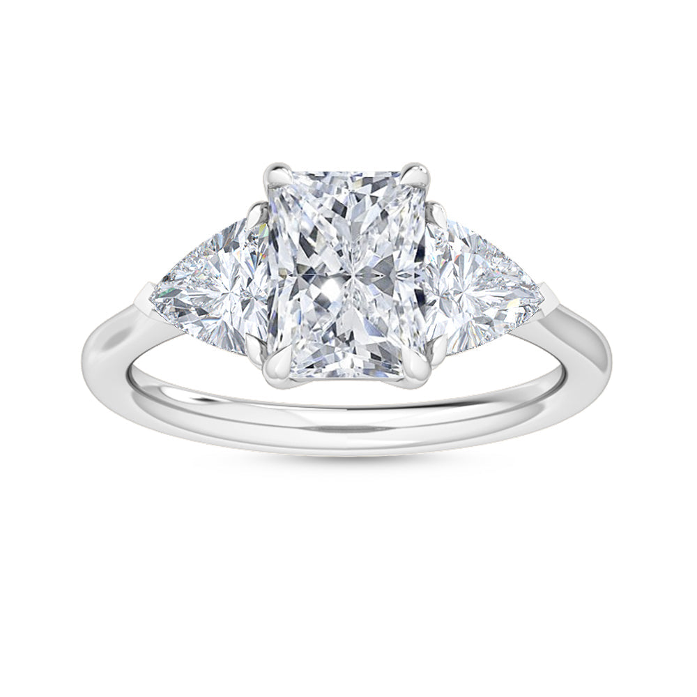 2.00ctw Radiant and Trilliant cut Lab Grown Diamond Trilogy Engagement Ring