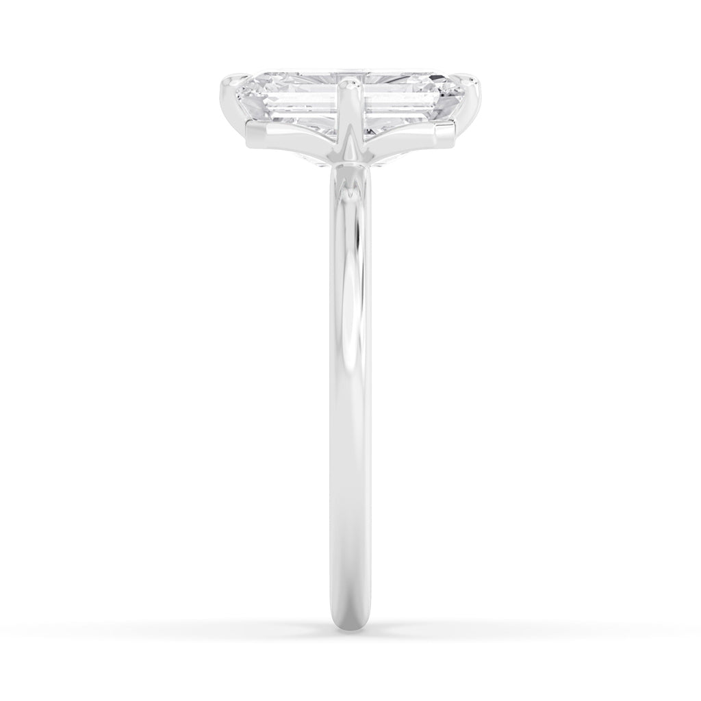 3.00ct Emerald cut Lab Grown Diamond Solitaire Compass Engagement Ring
