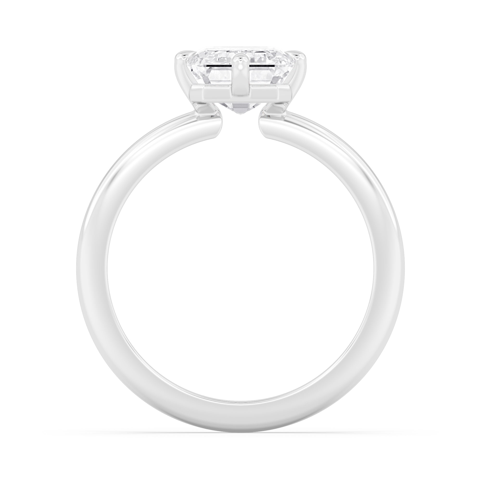 3.00ct Emerald cut Lab Grown Diamond Solitaire Compass Engagement Ring