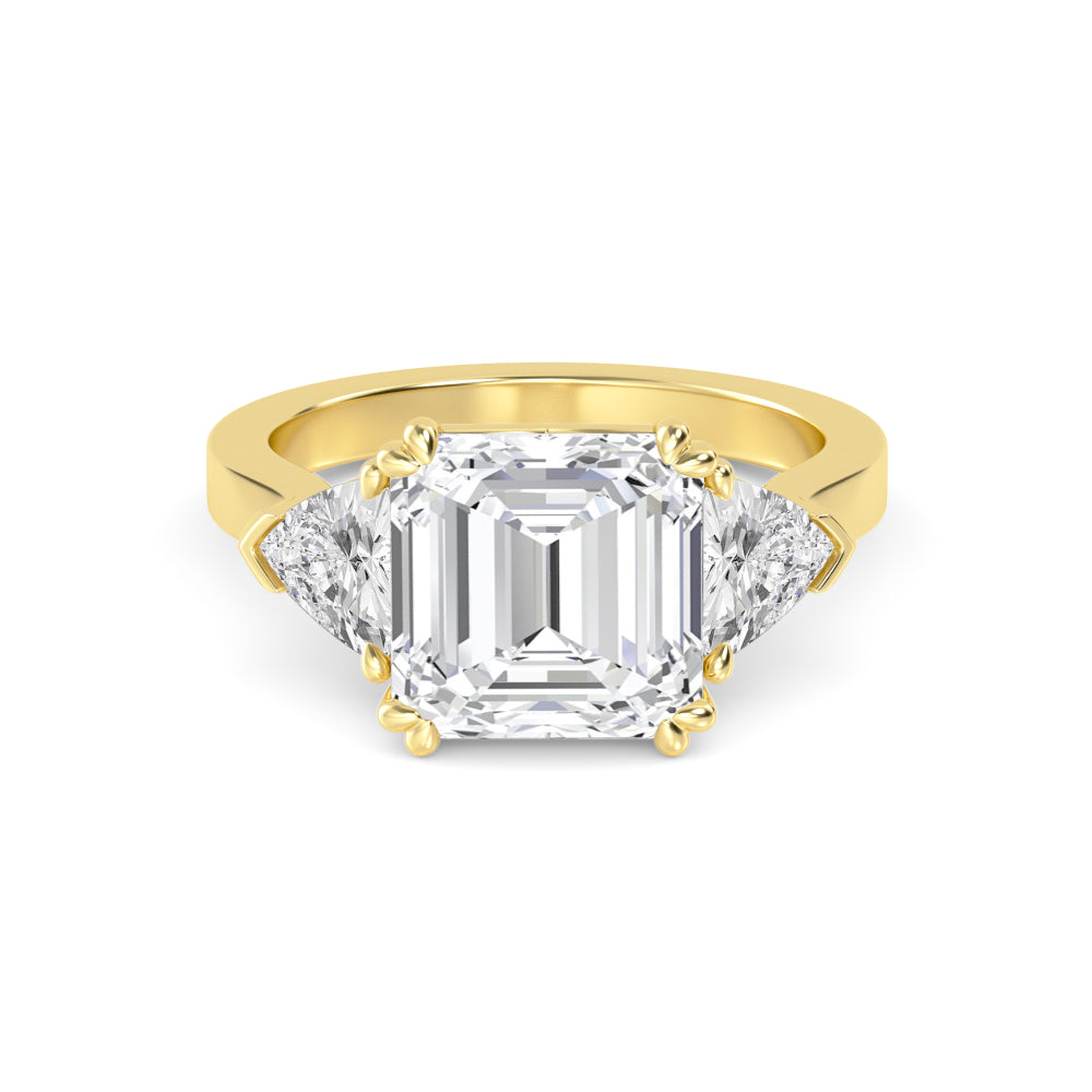 4.00ctw Asscher cut and Trilliant Lab Grown Diamond Trilogy Engagement Ring